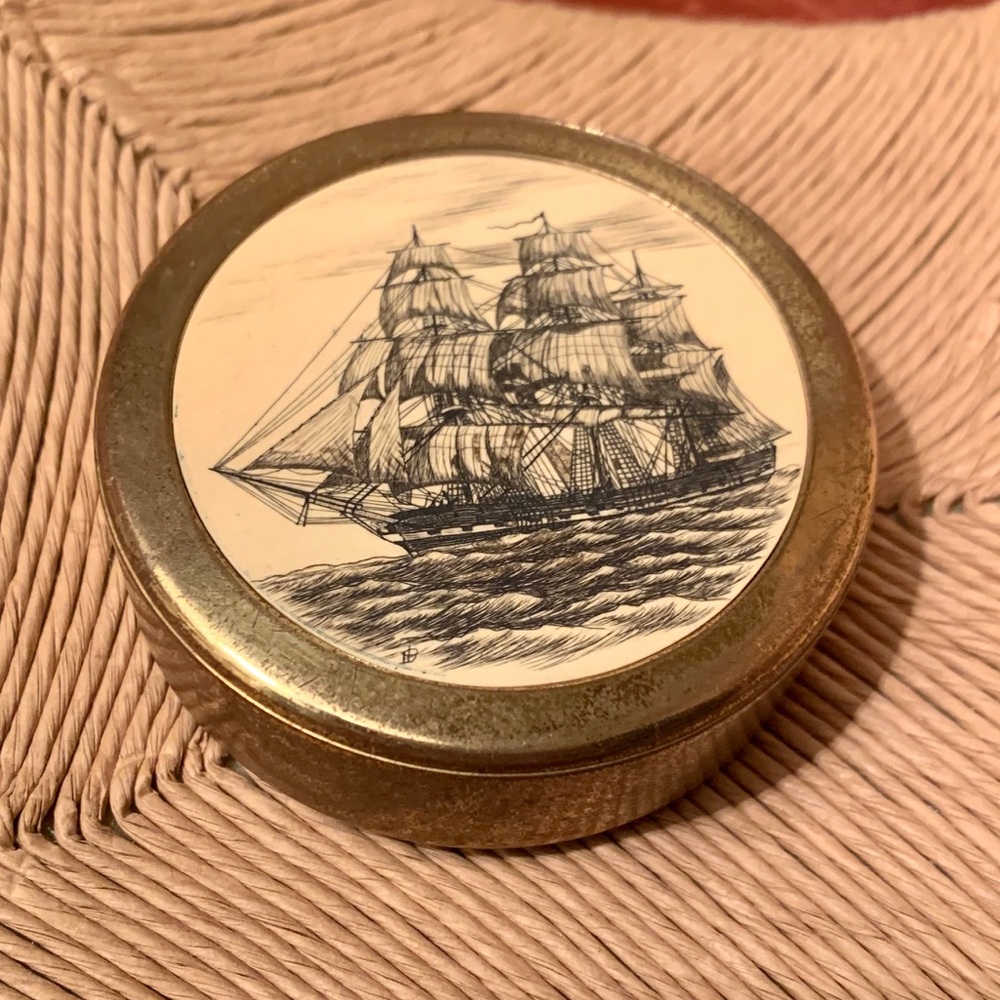 Vintage Brass Ship Paperweight